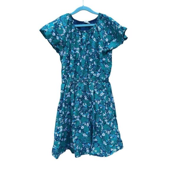 J Crew Crewcuts Girls' printed cotton poplin dress in emerald forest floral SZ12 - Picture 4 of 5